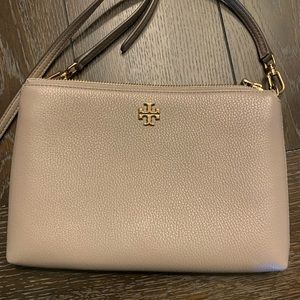 Tory Burch Kira Pebbled Leather Top Zip Crossbody